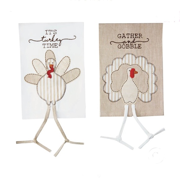 Set of 2 Thanksgiving Turkey Tee Towels 21”x14”